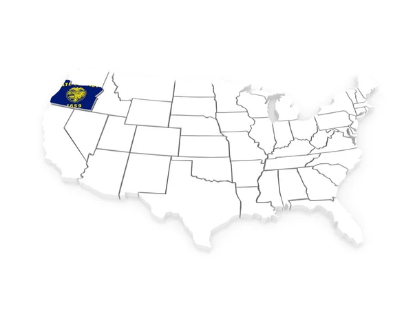 Mapa tridimensional de Oregon. Estados Unidos . — Fotografia de Stock
