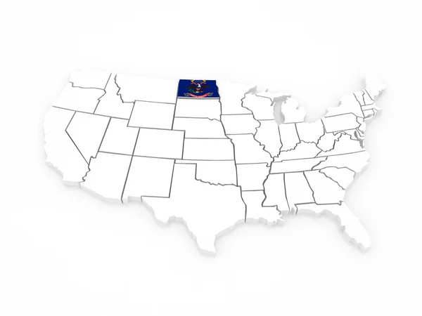 Mapa tridimensional da Dakota do Norte. Estados Unidos . — Fotografia de Stock