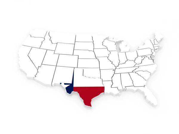 Trojrozměrná mapa Texas. Spojené státy americké. — Stock fotografie