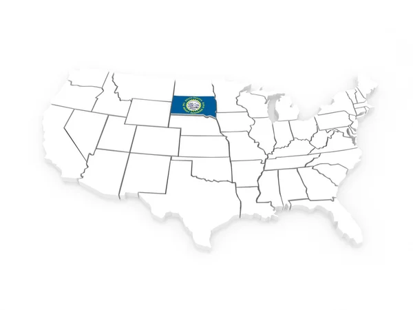 Three-dimensional map of South Dakota. USA. — Stock Photo, Image