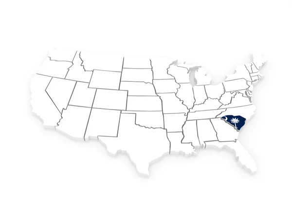 Mappa tridimensionale della Carolina del Sud. Stati Uniti . — Foto Stock