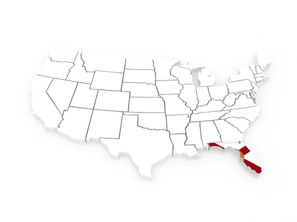 Mapa tridimensional de Florida. Estados Unidos . — Foto de Stock
