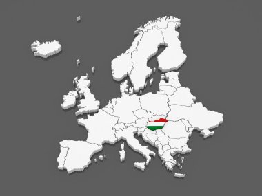 Avrupa ve Macaristan haritası.
