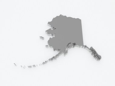 üç boyutlu harita Alaska. ABD.