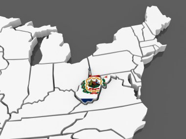 Three-dimensional map of West Virginia. USA. clipart