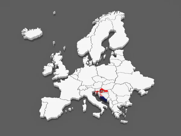 Карта Европы и Хорватии . — стоковое фото
