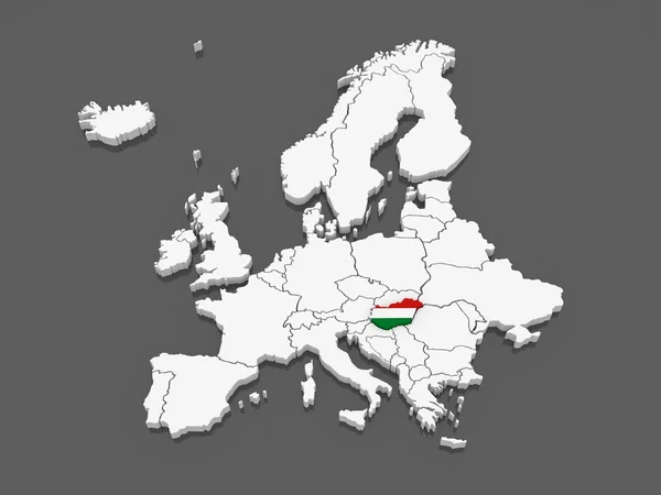 Mapa da Europa e Hungria . — Fotografia de Stock