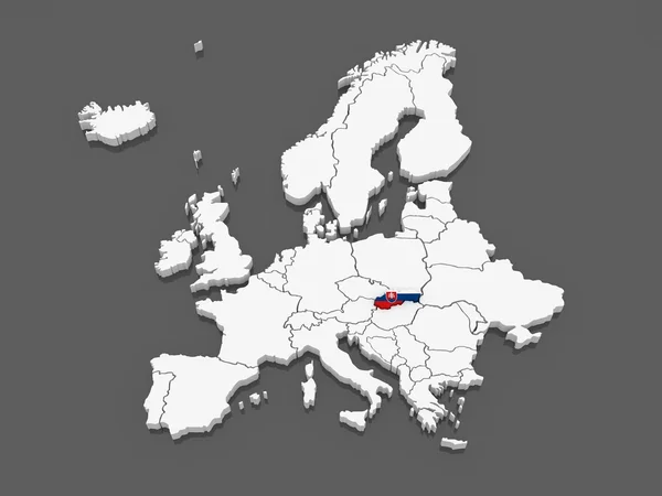 Mappa dell'Europa e della Slovacchia . — Foto Stock