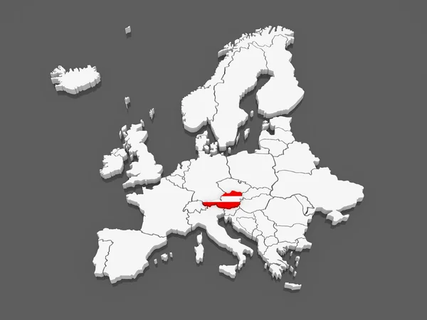 Map of Europe and Austria. — Stock Photo, Image