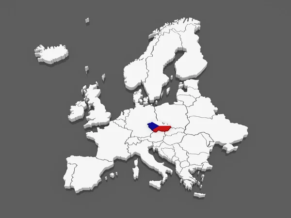 Mapa Evropy a ČR. — Stock fotografie