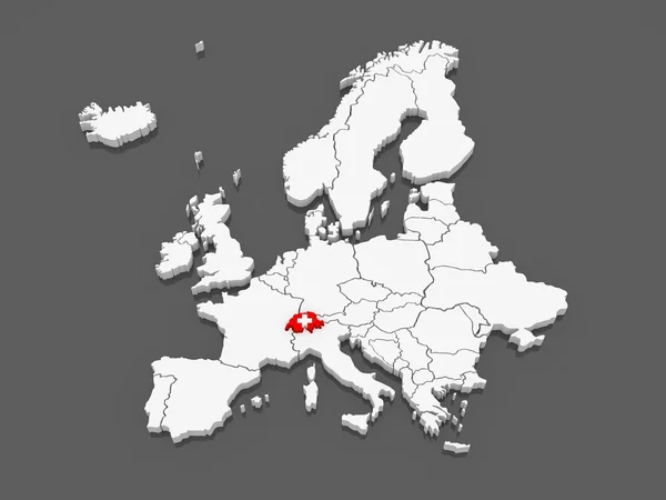 Karte von Europa und der Schweiz. — Stockfoto