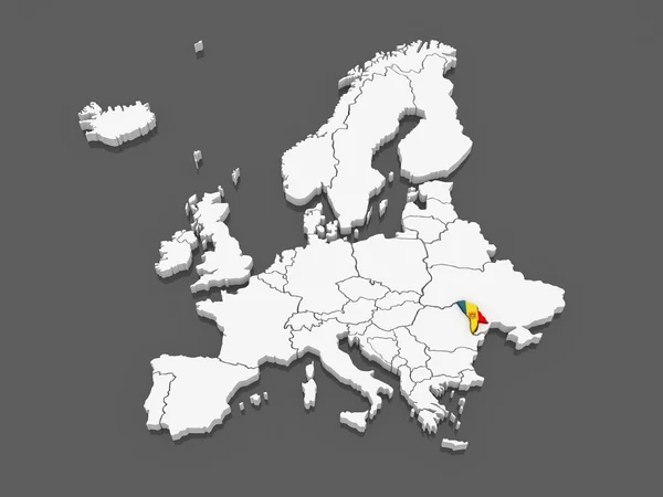 Mapa de Europa y Moldavia . —  Fotos de Stock