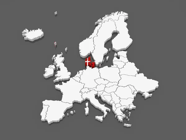 Kaart van Europa en die voor Denemarken. — Stok fotoğraf