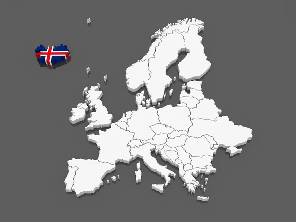 Karte von Europa und Island. — Stockfoto