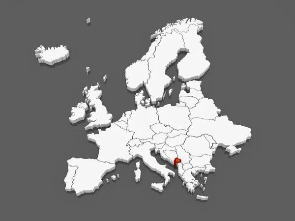 Mapa Evropy a Černá Hora. — Stock fotografie