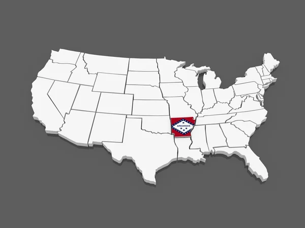 Trojrozměrná mapa arkansas. Spojené státy americké. — Stock fotografie