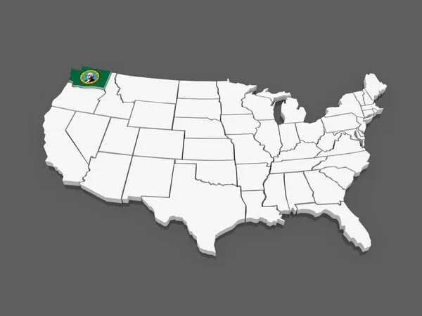 Mapa tridimensional de Washington. Estados Unidos . — Foto de Stock