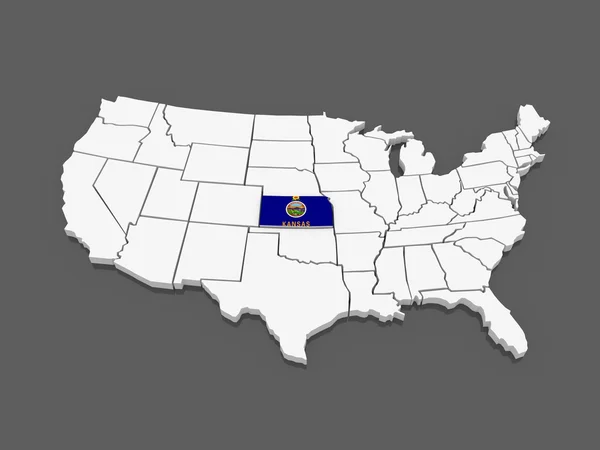 Mapa tridimensional do Kansas. Estados Unidos . — Fotografia de Stock