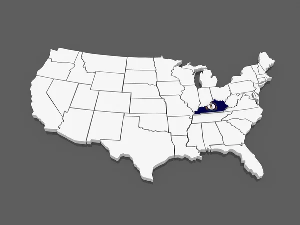 Üç boyutlu kentucky Haritası. ABD. — Stok fotoğraf