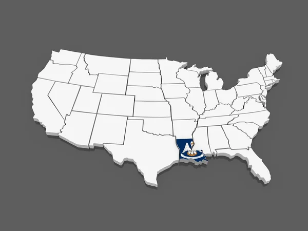 Dreidimensionale Karte von Louisiana. USA. — Stockfoto