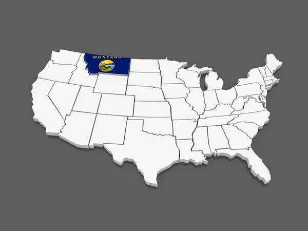 Dreidimensionale Karte von Montana. USA. — Stockfoto
