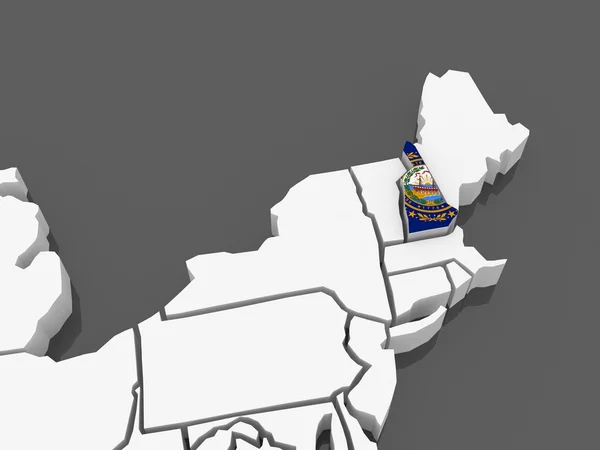Mapa tridimensional de New Hampshire. Estados Unidos . —  Fotos de Stock