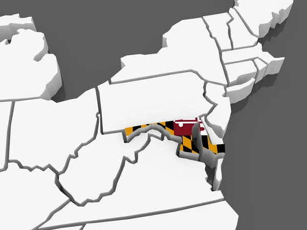 Mapa tridimensional de Maryland. Estados Unidos . —  Fotos de Stock