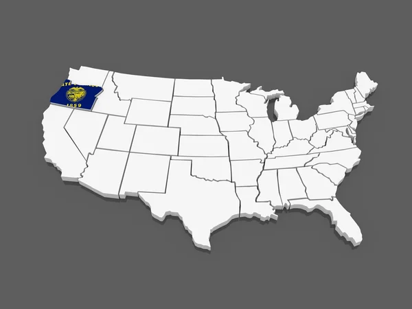 美国俄勒冈州的三维地图。美国. — 图库照片