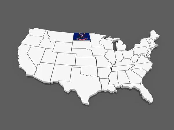 Tredimensionell karta över north dakota. USA. — Stockfoto