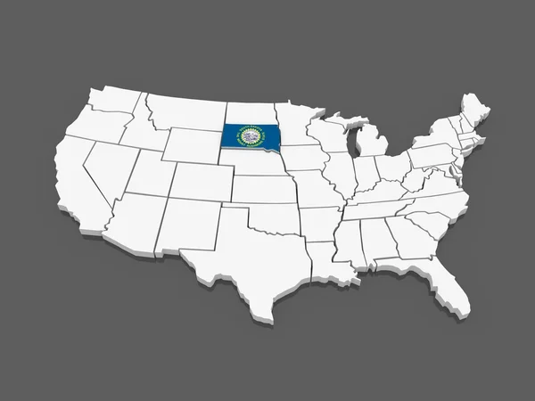 Three-dimensional map of South Dakota. USA. — Stock Photo, Image