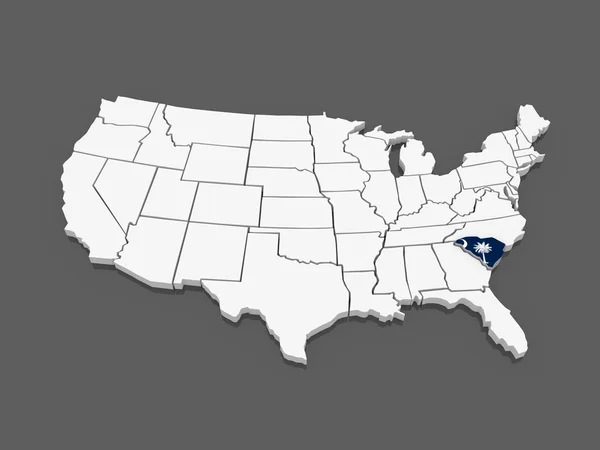 Three-dimensional map of South Carolina. USA. — Stock Photo, Image