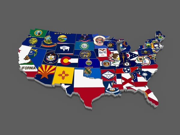 Dreidimensionale Karte der USA. — Stockfoto