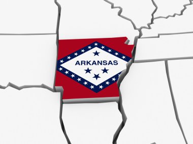 Arkansas üç boyutlu harita. ABD.