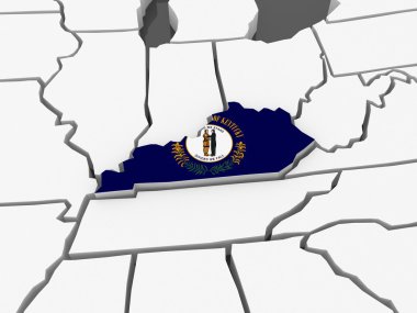 üç boyutlu kentucky Haritası. ABD.