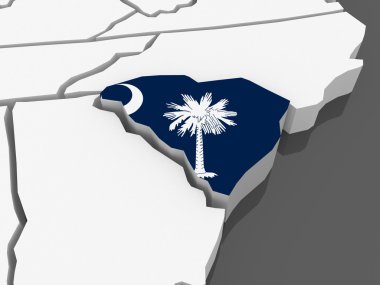 üç boyutlu harita Güney Carolina. ABD.