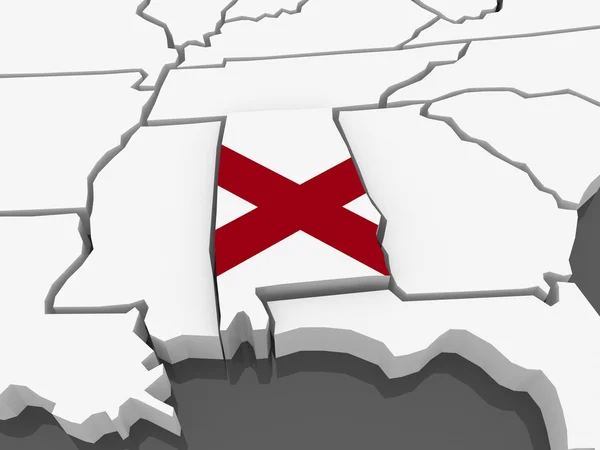Mapa tridimensional de Alabama. Estados Unidos . —  Fotos de Stock