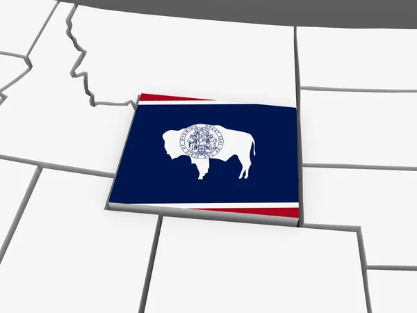 Wyoming háromdimenziós térképét. Amerikai Egyesült Államok. — Stock Fotó