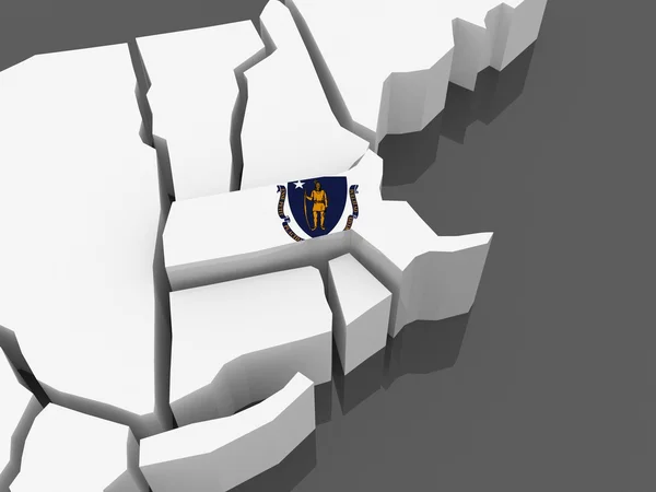 Mapa tridimensional de Massachusetts. Estados Unidos . —  Fotos de Stock