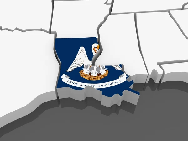 Dreidimensionale Karte von Louisiana. USA. — Stockfoto