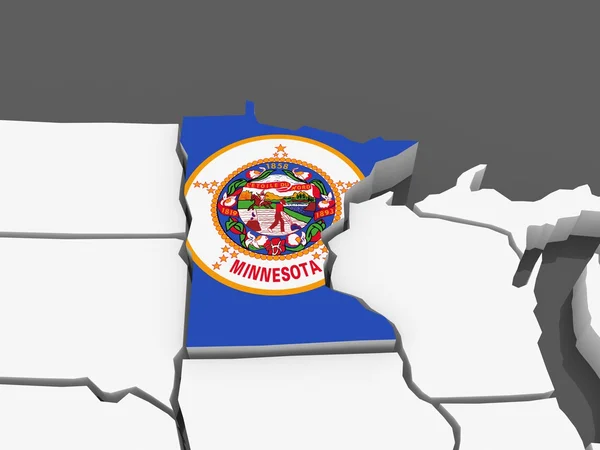 Mapa tridimensional de Minnesota. Estados Unidos . — Fotografia de Stock