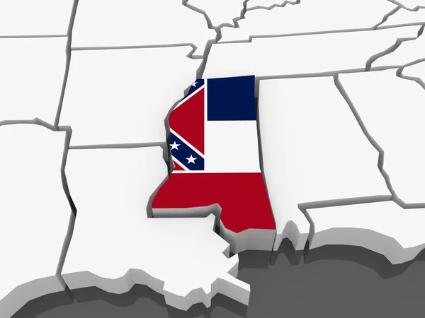 Háromdimenziós Térkép a mississippi. Amerikai Egyesült Államok. — Stock Fotó