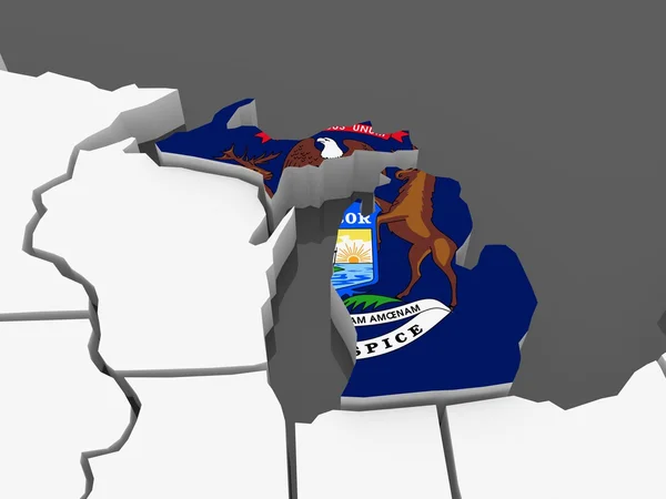 Driedimensionale kaart van michigan. Verenigde Staten. — Stockfoto