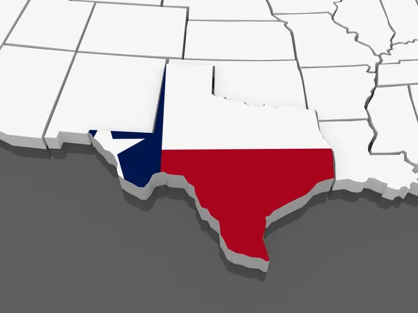 Three-dimensional map of Texas. USA. — Stock Photo, Image