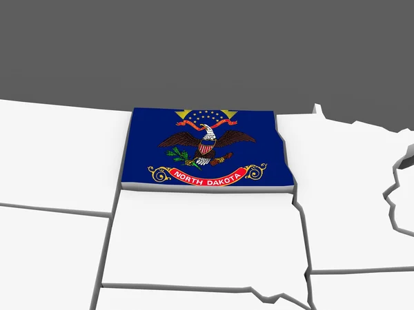 Mapa tridimensional de Dakota del Norte. Estados Unidos . —  Fotos de Stock