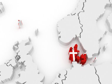 kaart van Europa en die voor Denemarken.