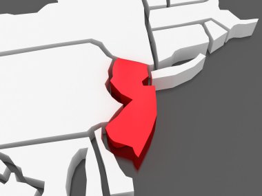 üç boyutlu harita new Jersey. ABD.