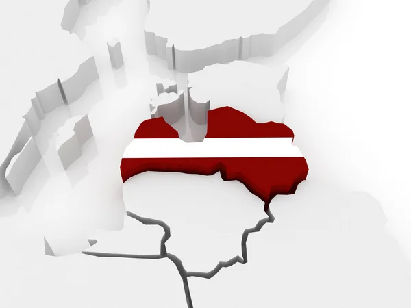 Karta över Europa och Lettland. — Stockfoto