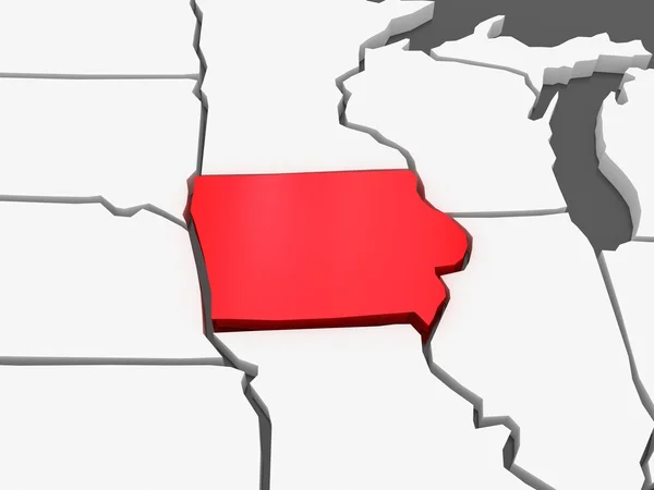 Three-dimensional map of Iowa. USA. — Stock Photo, Image