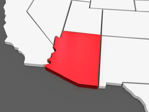 Carte en trois dimensions de l'Arizona. États-Unis . — Photo