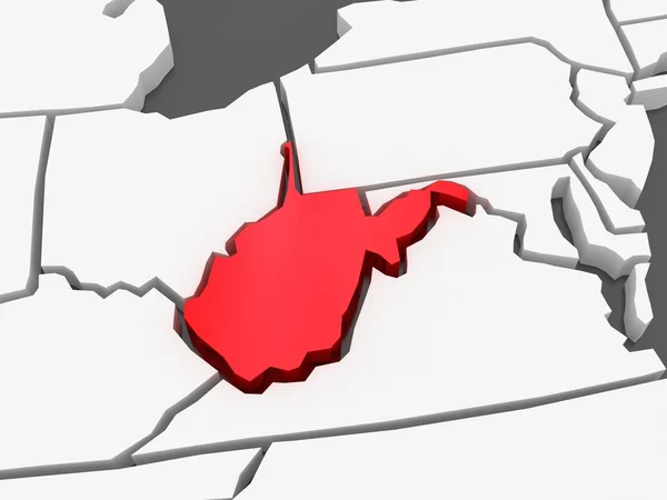 Тривимірну карту Західна Вірджинія. США. — стокове фото
